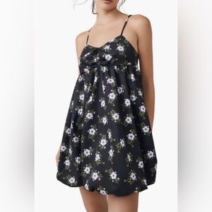 Free People In A Bubble Black Floral Mini Dress